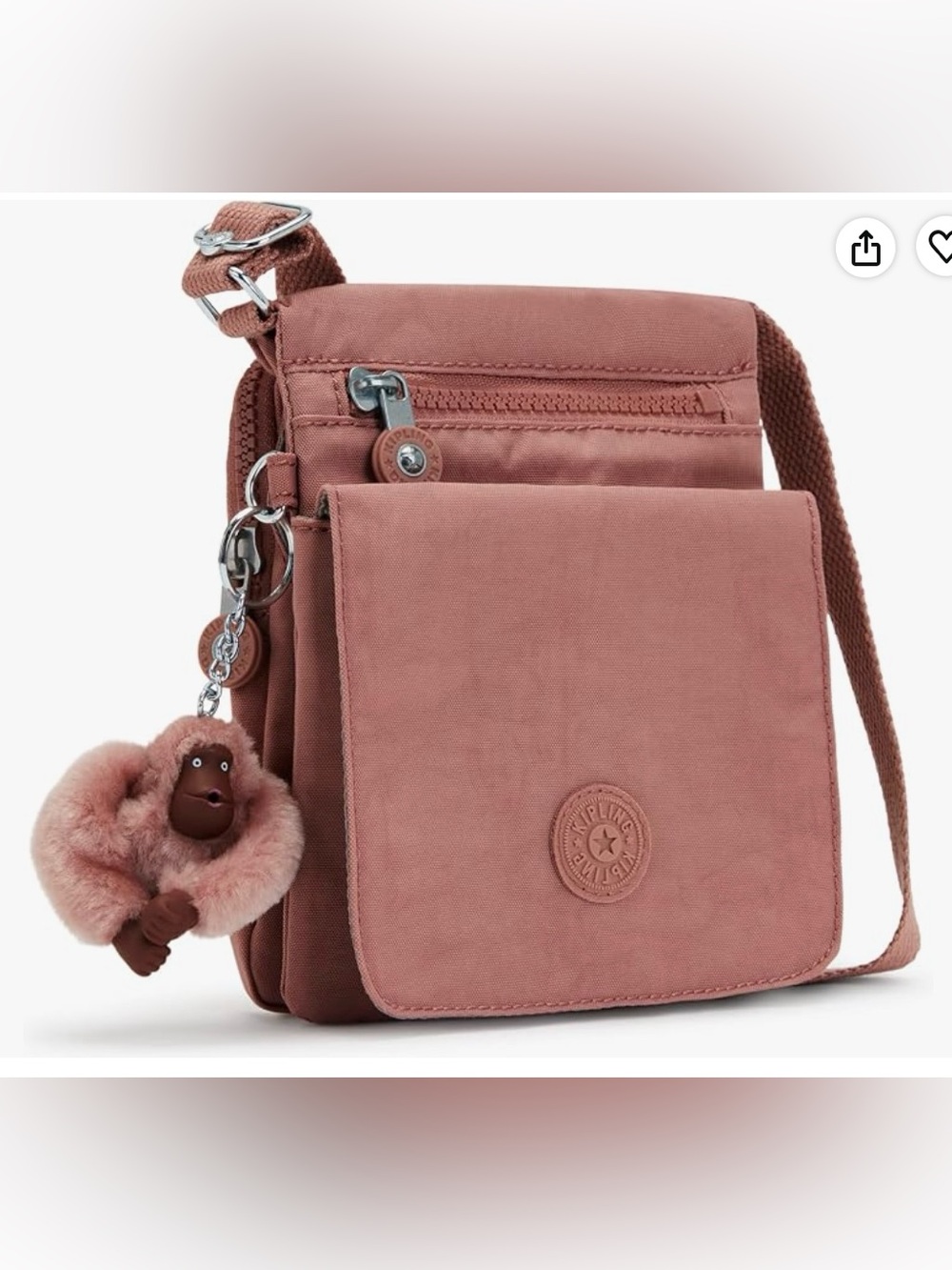 KIPLING Nylon New Eldorado Crossbody Bag Kind Rose NWT